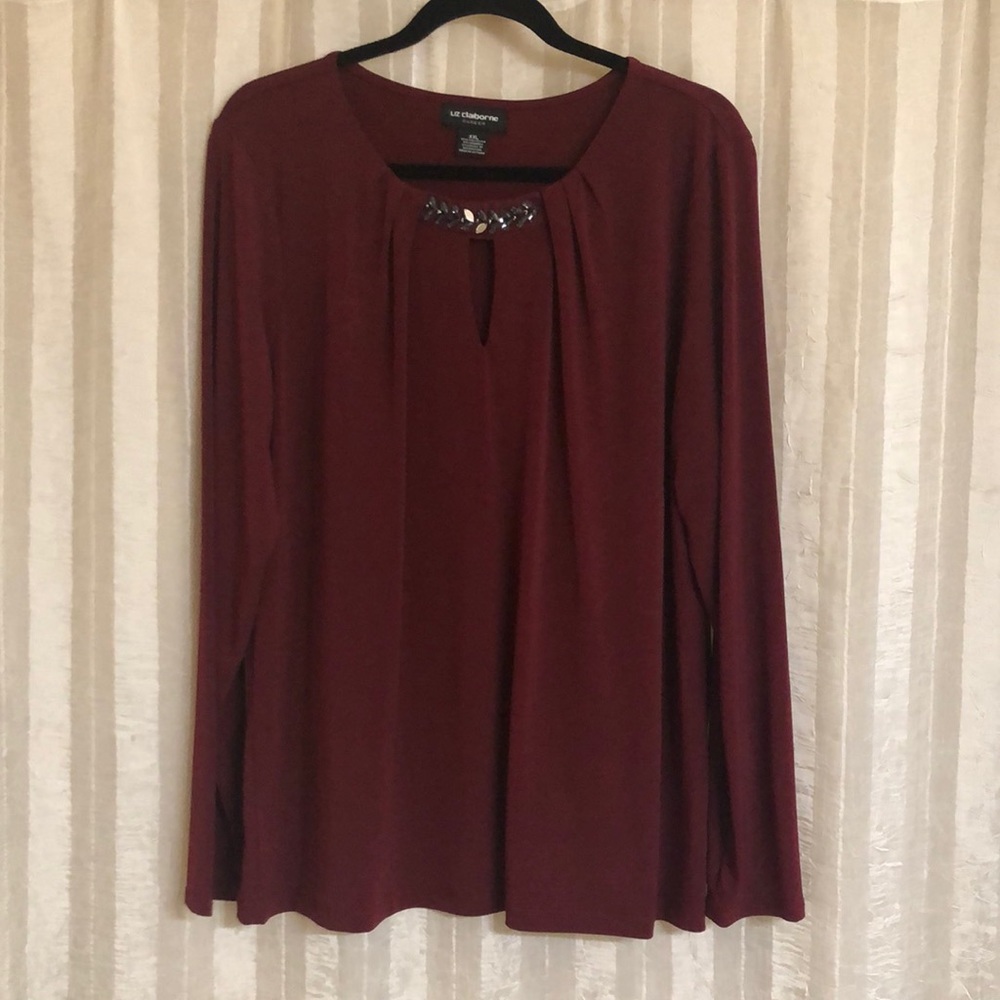 Woman’s Size XXL Burgundy Dress Blouse by Liz Claiborne